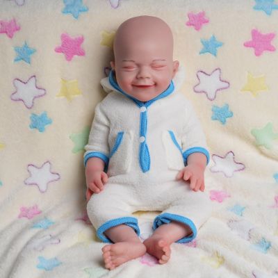 AISITE 18 Inch Full Silicone Baby Boy - Realistic Platinum Silicone Reborn Baby Dolls Eyes Closed, Christmas and Birthday Gifts for 3+