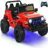 INFANS Kids Ride on Car Truck with 2.4G Remote Control, 12V Battery Powered Electric Cars for Kids w/3 Speeds, Battery Display, LED Lights, Safety Belt, Music & Horn, Bluetooth/FM/USB (Red) view 1