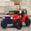 INFANS Kids Ride on Car Truck with 2.4G Remote Control, 12V Battery Powered Electric Cars for Kids w/3 Speeds, Battery Display, LED Lights, Safety Belt, Music & Horn, Bluetooth/FM/USB (Red) view 2