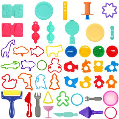 FRIMOONY Dough Tools Set for Kids, Various Animal Molds, Rolling Pins, Random Color, 47 PCS