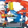 Hot Wheels City Toy Car Track Set, Attacking Shark Escape Playset with 1:64 Scale Vehicle, Multiple Levels, Kid-Powered Lift, Race to Escape, Storage view 4