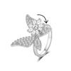 COLORFUL BLING Cute Butterfly Moon Star Spinner Fidget Rings for Anxiety for Women Adjustable Open Cubic Zircon Stackable Ring for Stress Relief Meditation Jewelry Gift-Butterfly Silver view 1