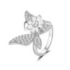 COLORFUL BLING Cute Butterfly Moon Star Spinner Fidget Rings for Anxiety for Women Adjustable Open Cubic Zircon Stackable Ring for Stress Relief Meditation Jewelry Gift-Butterfly Silver view 2