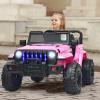 INFANS Ride on Car Truck with 2.4G Remote Control, 12V Battery Powered Electric Cars for Kids w/3 Speeds, Battery Display, LED Lights, Safety Belt, Music & Horn, Bluetooth/FM/USB (Pink) view 2