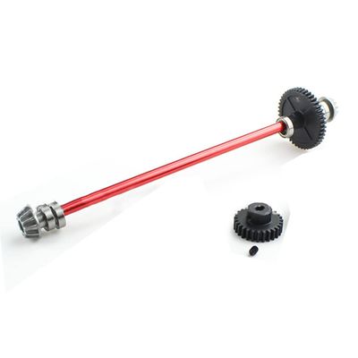 KingVal Replacement Metal Differential Central Drive Shaft with Motor Gear Compatible with WLtoys 1/14 144001 RC Car (Red)