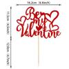 1 Pack Be My Valentine Cake Topper with Glitter Sweet Love Heart Valentine's Day Cake Picks Happy Valentine's Day Theme Wedding Bridal Shower Birthday Party Cake Decorations Supplies Red view 2