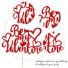 1 Pack Be My Valentine Cake Topper with Glitter Sweet Love Heart Valentine's Day Cake Picks Happy Valentine's Day Theme Wedding Bridal Shower Birthday Party Cake Decorations Supplies Red view 3