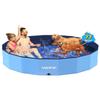 VISTOP Jumbo Foldable Dog Pool, Hard Plastic Shell Portable Swimming Pool for Dogs Cats and Kids Pet Puppy Bathing Tub Collapsible Kiddie Pool (77inch.D x 15.7inch.H, Blue) view 1