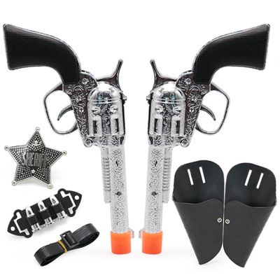 Children's Western Cowboy Police Toy Set, Includes Toy Pistol, Holster, Sheriff Badge, Bullets, Belt, Suitable for Police Role-Playing, Cowboy Theme Party Costume Accessories, Stage Props.