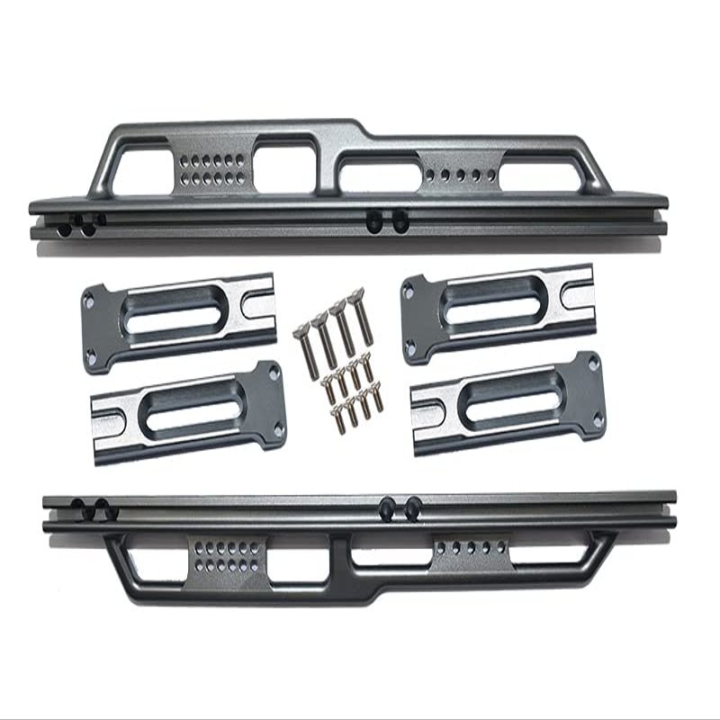 GPM Upgrades Aluminum Side Steps-18Pc Set (Silver Inlay Version) for AXIAL 1/6 Scx6 Jeep Jlu Wrang Ler 4Wd-Axi05000T1 (Grey)