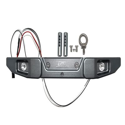 GPM Aluminum Rear Bumper with Hook & 5Mm Led Light - 9Pc Set for AXIAL 1/6 4Wd Scx6 Jeep Jlu Wrangler-Axi05000 (Grey)
