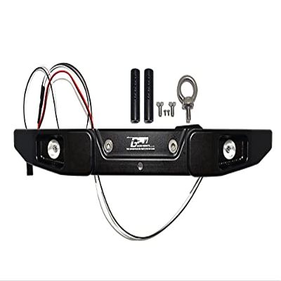 GPM Aluminum Rear Bumper with Hook & 5Mm Led Light - 9Pc Set for AXIAL 1/6 4Wd Scx6 Jeep Jlu Wrangler-Axi05000 (Black)