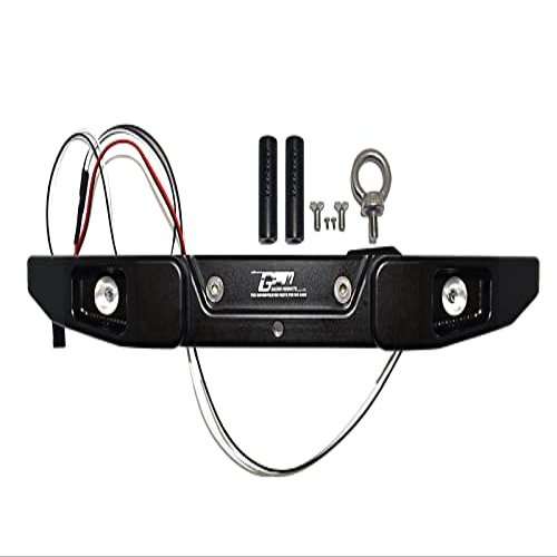 GPM Aluminum Rear Bumper with Hook & 5Mm Led Light - 9Pc Set for AXIAL 1/6 4Wd Scx6 Jeep Jlu Wrangler-Axi05000 (Black)