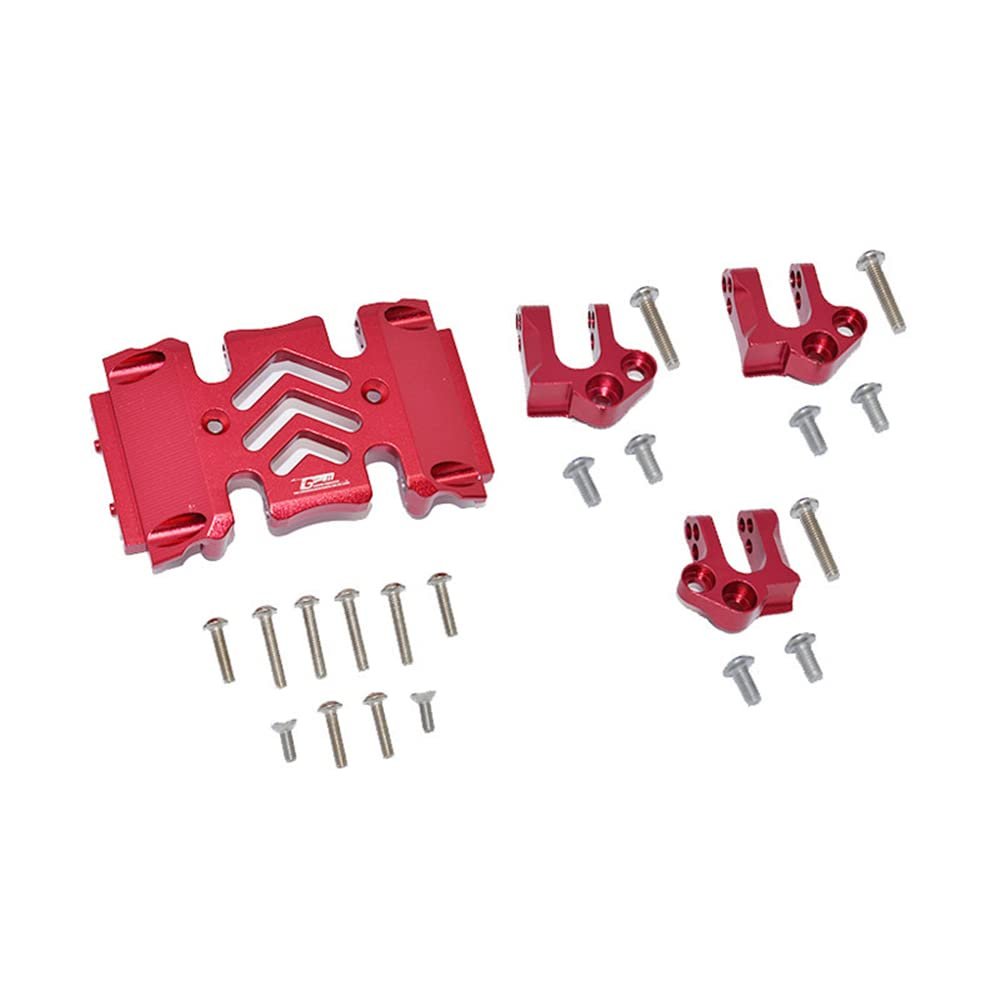 KingVal Replacement Aluminum Alloy Center Gear Box Case and Mount RC Parts Compatible with AXIAL SCX10 III AXI03007 AXI0306 RC Car (Red)