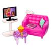 Barbie Indoor Furniture Playset, Living Room Includes Kitten, Furniture and Accessories for Movie and Game Night view 2