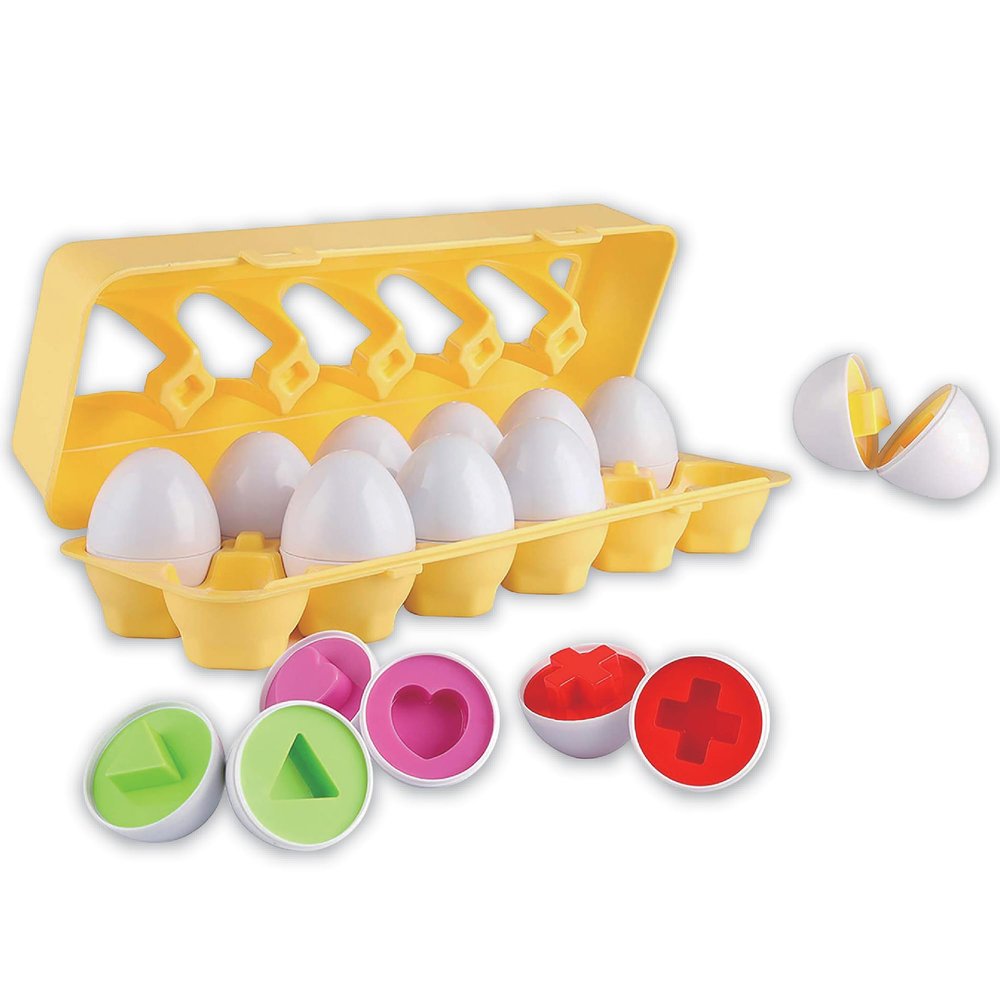 Nothing But Fun Toys Shape Sorter Eggs 12 Piece playset Designed for Children Ages 12+ Months,Multi