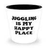 Best Juggling Gifts, Juggling is My Happy Place, Cute Shot Glass For Friends From view 1