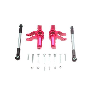 KingVal Replacement Aluminum Alloy Front Knuckle Arm with Stainless Adjustable Tie Rods RC Parts Compatible with 1/10 LOSI Baja Rey RC Car (Red)