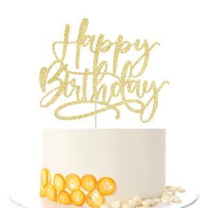 Kaoenla Happy Birthday Cake Topper-handwork Golden happy birthday cake Decor,Birthday/Anniversary cakes Selected decorative
