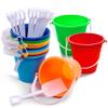 Sloosh 12 Sets Sand Buckets with Shovels for Kids Beach Pails Toys Party Favors Pail Set Plastic Bucket with Handles view 1
