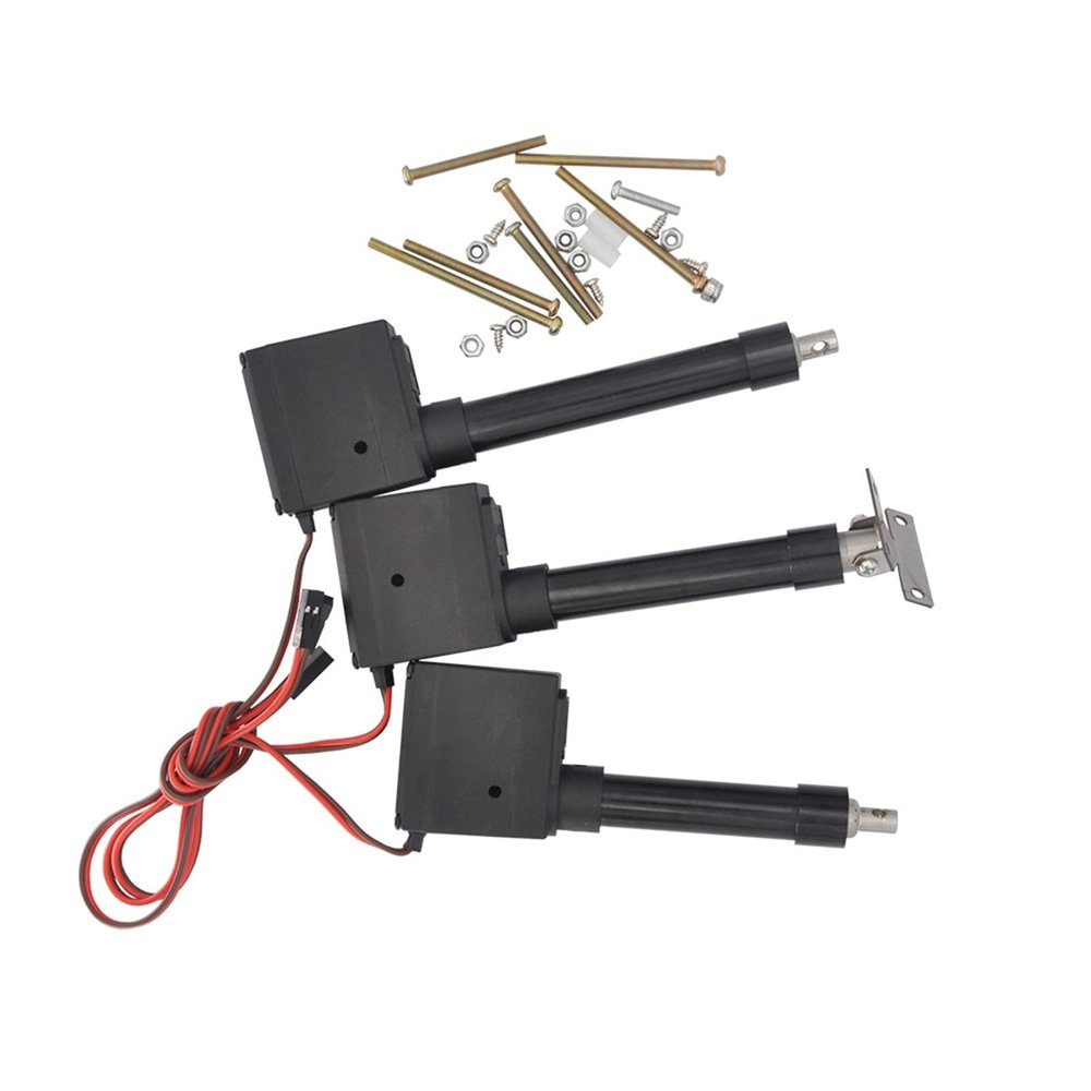 DAPENGNIAO Simulation Hydraulic Electric Cylinder with Servo for HUINA 1550 1:14 RC Metal Excavator Upgrade Black Metal Push Rod Accessories (Color : One Set Cylinder)