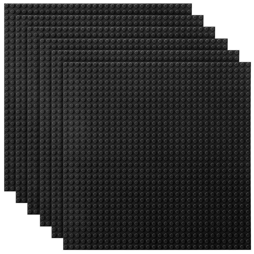Lekebaby Classic Baseplates Building Base for Building Bricks 100% Compatible with Major Brands-Baseplate 10" x 10", Pack of 6 (Black)