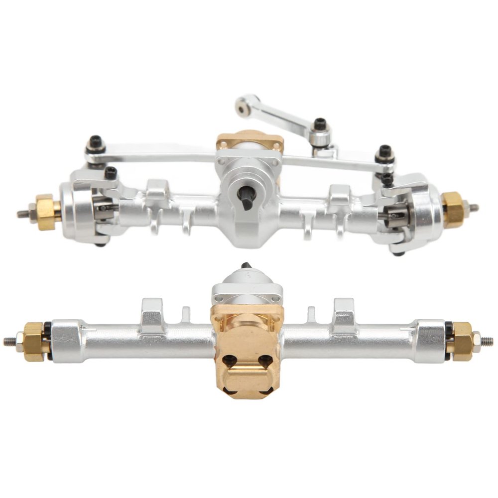 RC Metal Front and Rear Axle, RC Front Rear Axle Assembly for SCX24 1/24 RC Car Upgrade Parts Accessories(Silver)