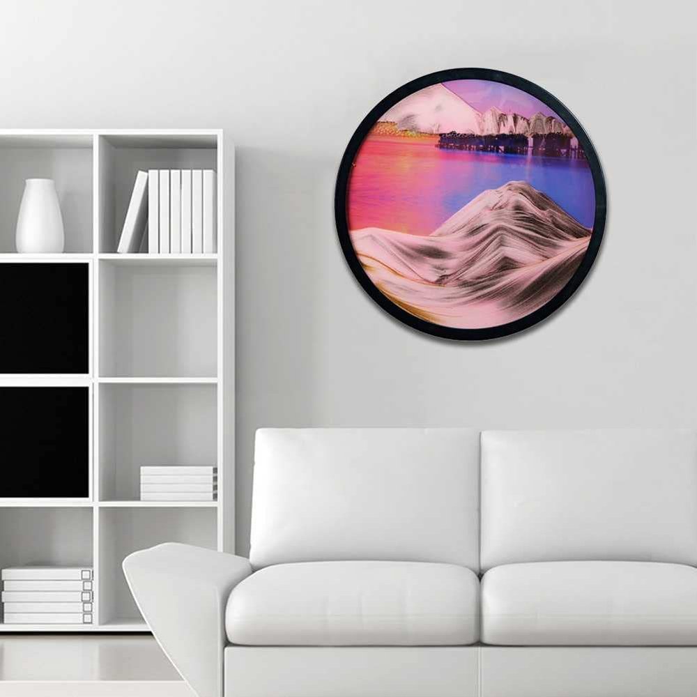 ZXKYZR8 Flowing Sand Painting - 3D Dynamic Moving Sand, Dynamic 3D Natural Landscape Wall Decoration, 360 Dynamic Sand Art,Round Glass Moving Sand Pictures, Moving Sand Art for Office Home