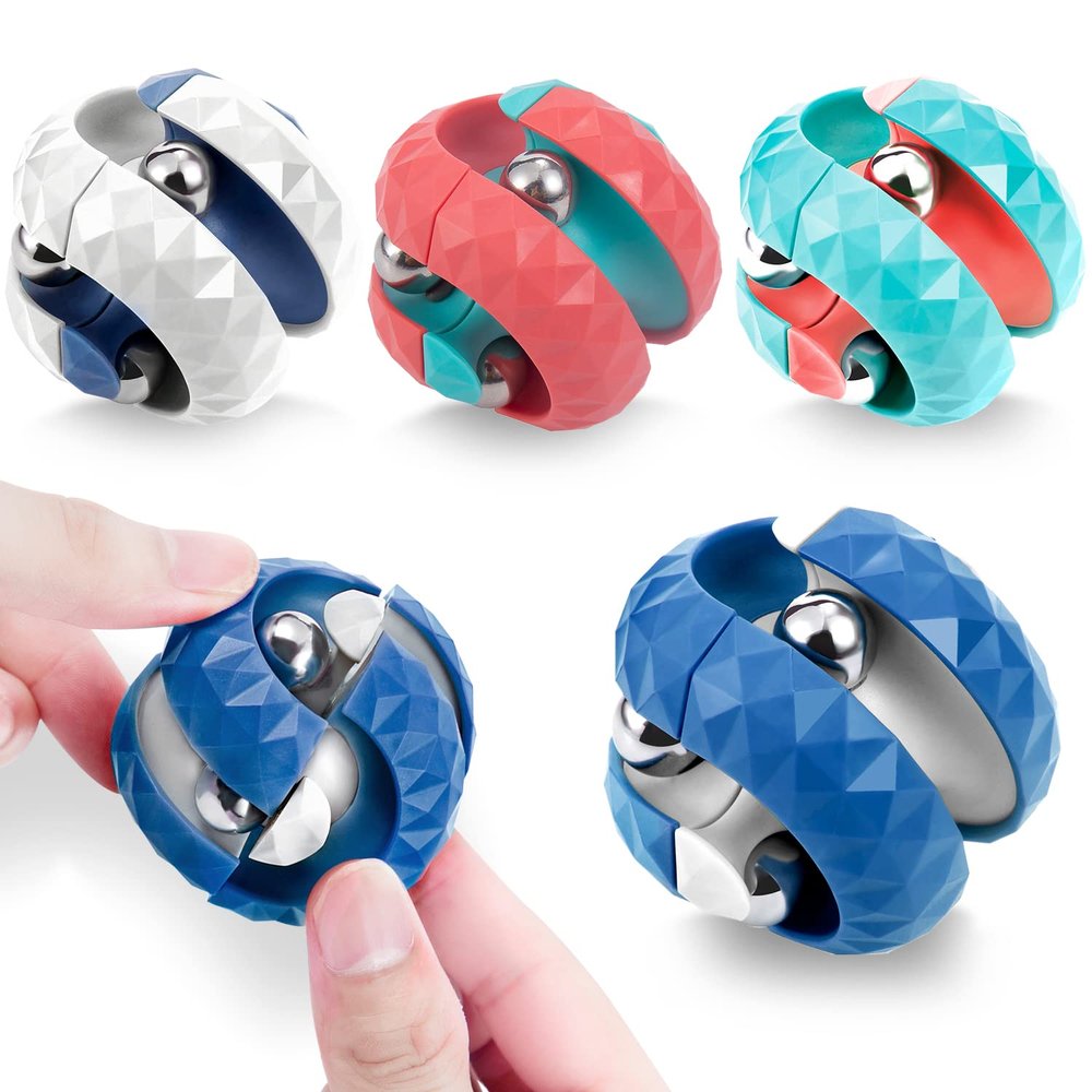 TRACYCY 4 Pack Orbit Ball Toy, Fidget Cubes Top Spinning Toy, as Stress Relief Gifts & Creative Decompression Toys, Puzzle Games for Kids Children Adults