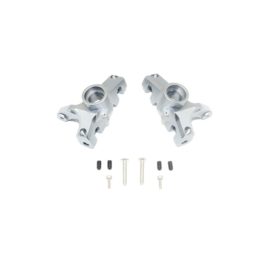 KingVal Replacement Aluminum Alloy Front Knuckle Arms RC Parts Compatible with 1/10 LOSI 4WD Rock Rey Rock RACER-LOS03009 T1/T2 RC Car (Silver)