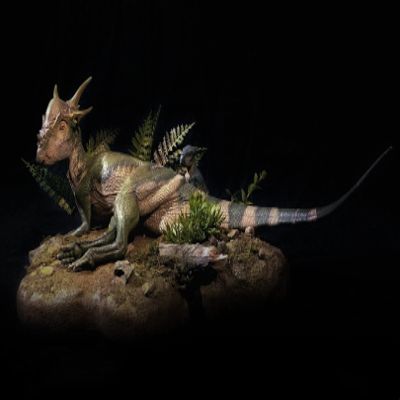 GRHC 1:6 Scale Stygimoloch Family Statue Pachycephalosauridae Dinosaur Scientific Model Realistic Prehistoric Animal Resin Collector Toys Decoration Gift for Adult (Normal Version)