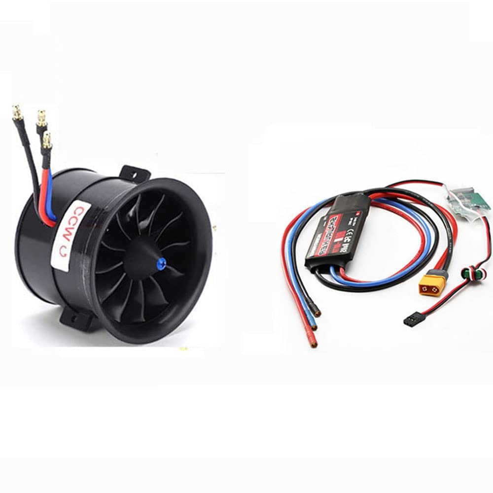 Powerfun CW CCW EDF 70mm Pro CCW 12 Blades Ducted Fan with RC Brushless Motor 2100KV 6S with ESC 80A(2~6S) Balance Tested for CCW EDF 6S RC Jet Airplane