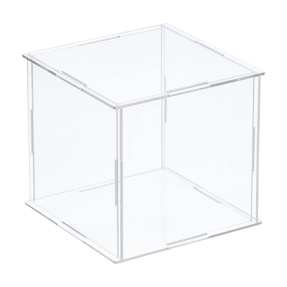 MECCANIXITY Clear Display Case, Acrylic Box Assemble Dustproof Box Showcase, 5.9x5.9x5.9inch for Collectibles, Crafts