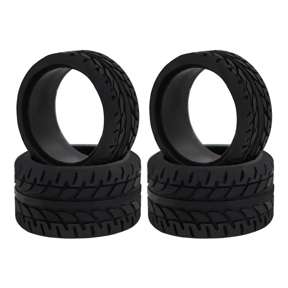 Abendor 4Pcs 1/28 Rc Drift Car Tires, [2N+2W] High Grip Tires Simulated Tire Tread Racing Tyre for 1/28 Mosquito Cart MINI-Z MR03 IW04M AWD AMZ MINI-Q RC Car Upgrade Parts