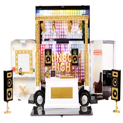 Rainbow High Rainbow Vision World Tour Bus & Stage. 4-in-1 Light-Up Play Deluxe Toy Playset Including DJ Booth and Accessories for 360 Degrees Play, Great Gift for Kids 6-12 Years Old & Collectors