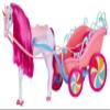 MGA Entertainment Dream Ella Candy Carriage and Unicorn, Pearlized White Unicorn Horse with Gold Glitter Horn, Bright Pink Mane, Pink Bridle, Reins, Saddle, Carriage with Candy Glitter Railing view 1