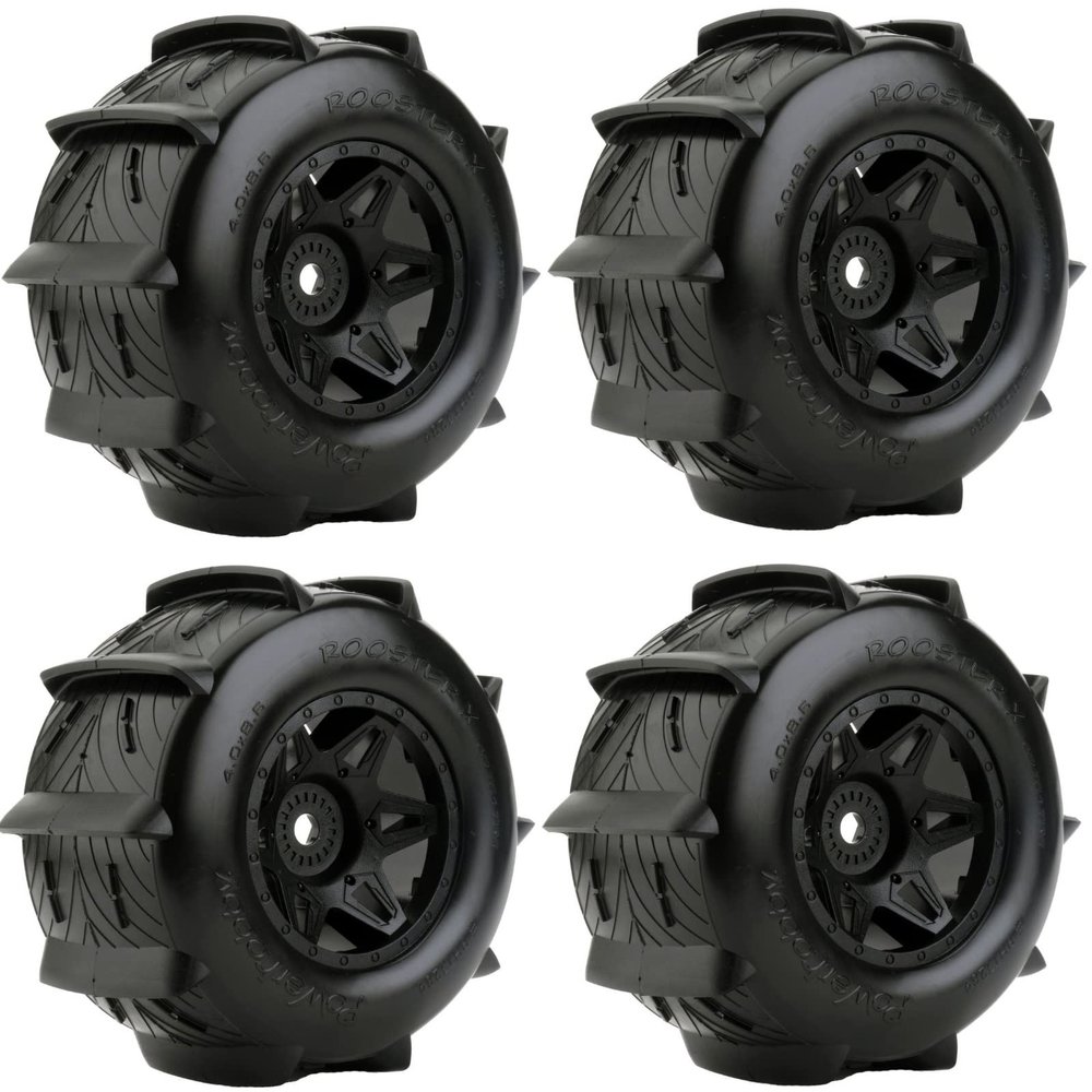 Power Hobbies Powerhobby Belted Sand/Snow/Water Rooster Paddle Mounted Tires Wheels (4) FITS TRAXXAS X-MAXX 8S / ARRMA KRATON/OUTCOAST 8S (PHT3289 x2)