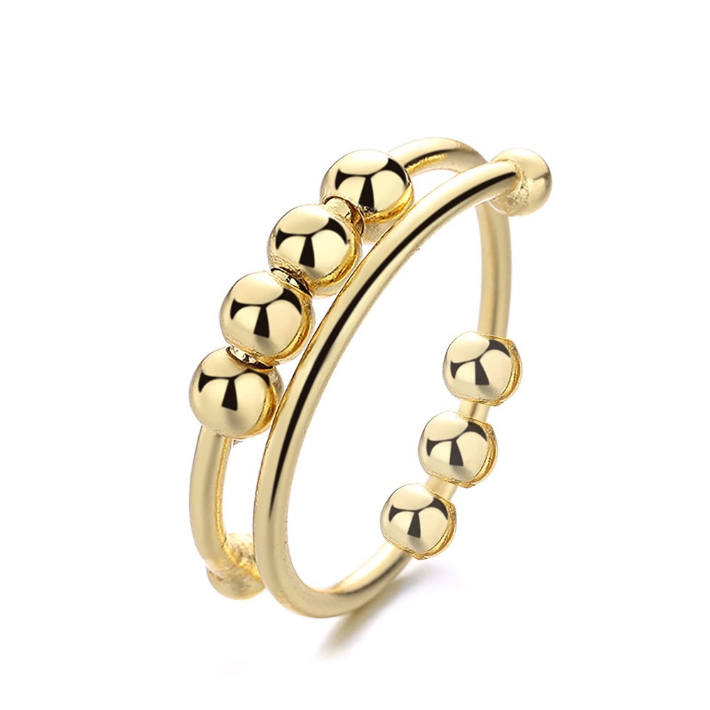 Adjustable Fidget Rings, Anxiety Relief ring, Anti-worry Bead Rings Spinner Ring Gift for Women Men