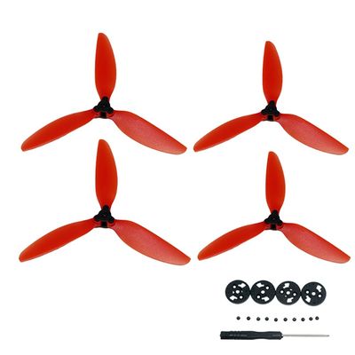 iMusk 2 Pairs Colorful Light Weight Three-Blades Propellers with Protective Motor Cap for DJI Mavic Mini and DJI Mini 2/SE Drone Accessories (RED)