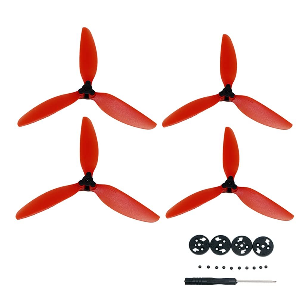 iMusk 2 Pairs Colorful Light Weight Three-Blades Propellers with Protective Motor Cap for DJI Mavic Mini and DJI Mini 2/SE Drone Accessories (RED)