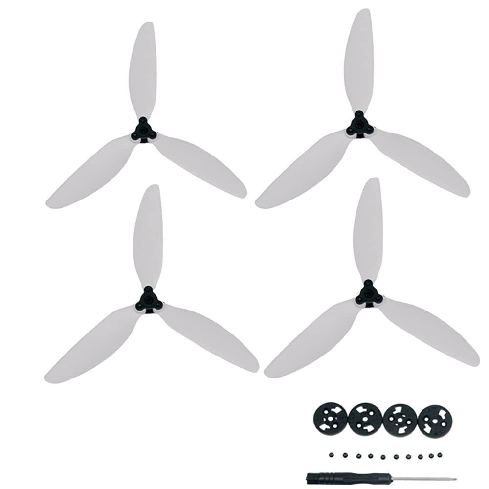 iMusk 2 Pairs Colorful Light Weight Three-Blades Propellers with Protective Motor Cap for DJI Mavic Mini and DJI Mini 2/SE Drone Accessories (White)
