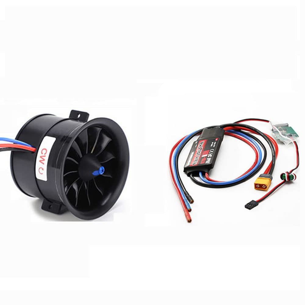 Powerfun CW CCW EDF 70mm Pro CCW 12 Blades Ducted Fan with RC Brushless Motor 2800KV 4S with ESC 80A(2~6S) Balance Tested for CCW EDF 4S RC Jet Airplane
