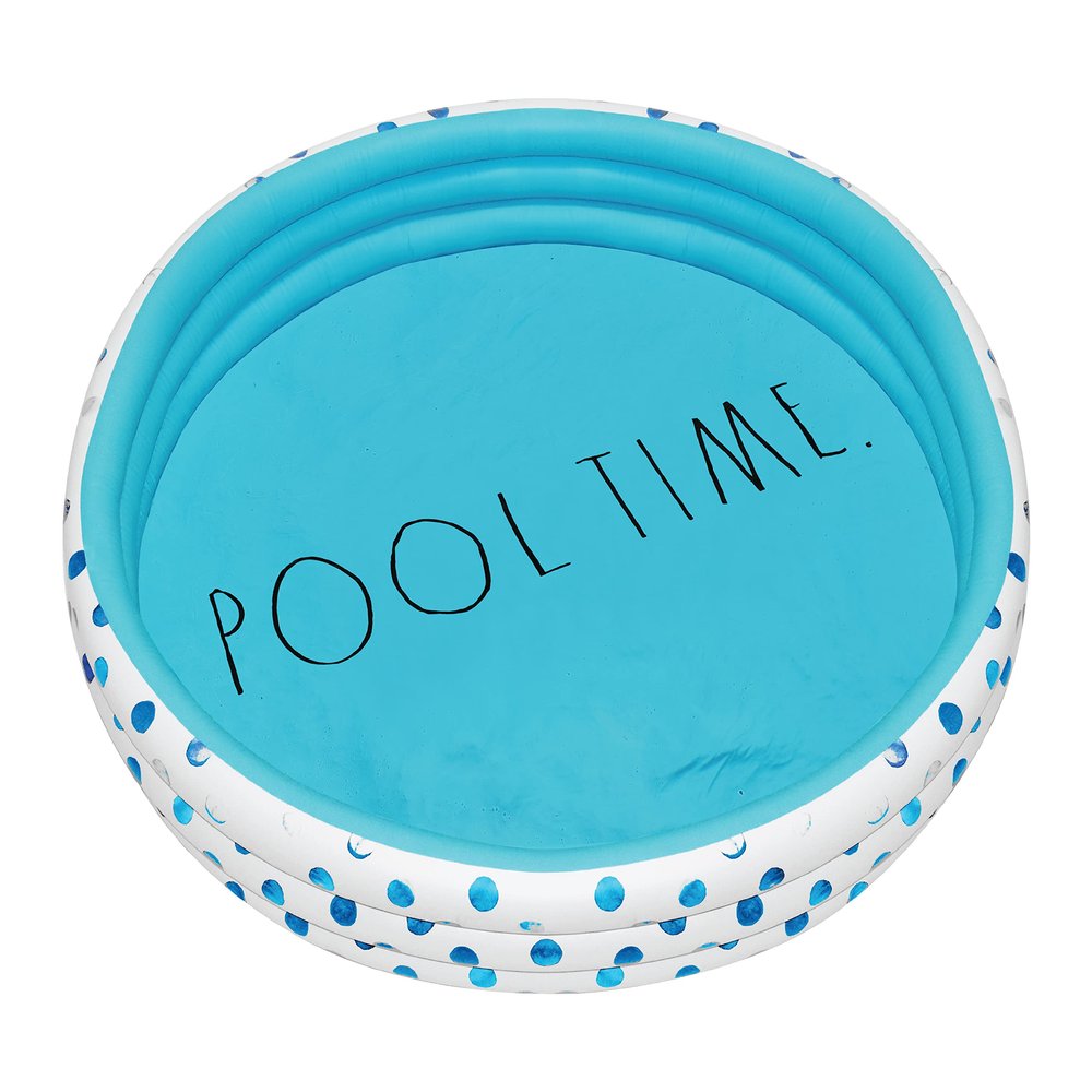 Coconut Float Rae Dunn x CocoNut Float Aqua Polka Dot Mini Pool - Inflatable Kiddie Pool for Kids - Great Splash Pool for Backyard, Summer Parties & Swim Events