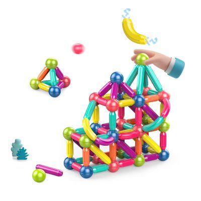 Magnetic Balls and Rods Set,Magnetic Building Blocks Montessori Magnet Toys for Toddlers KidsPreschool Educational Learning STEM Sensory Toys Montessori Kids Christmas Gift-42Pcs Starter Set