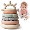 Moonkie Stacks of Circles Soft Teething Toy | Educational Learning Baby Toy | Stacking Ring Toys for Babies Boy and Girl | 7 Piece Teethers Set view 1