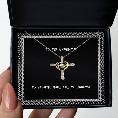 amangny Gag Grandma Gifts, My Favorite People Call me Grandma, Gag Birthday Cross Dancing Necklace Gifts for Grandmom