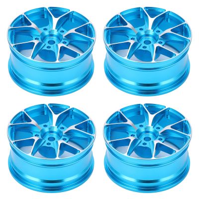 Dilwe RC Wheel Hub, 4Pcs/Set Metal Wheel Rims Aluminum Alloy Wheel Hub RC Accessories Wheel Rim for 1/10 Flat Sports Car(Blue)