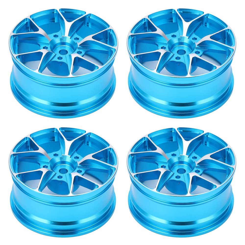 Dilwe RC Wheel Hub, 4Pcs/Set Metal Wheel Rims Aluminum Alloy Wheel Hub RC Accessories Wheel Rim for 1/10 Flat Sports Car(Blue)