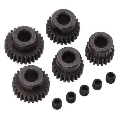 Dilwe 5 Pcs RC Motor Pinion, 5mm Shaft Hole, 48DP 20T (11mm) / 22T (12mm) / 24T (13mm) / 26T (14mm) / 28T (15mm) Pinion for 1/10 RC Truck