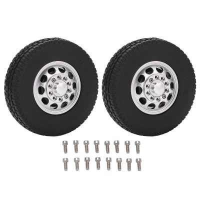 1/14 RC Car Tires, Rubber Construction for Enhanced Grip 1/14 Scale Tractor Truck Wheels 2Pcs Front Hub Assembly for RC Enthusiasts, Hobbyists